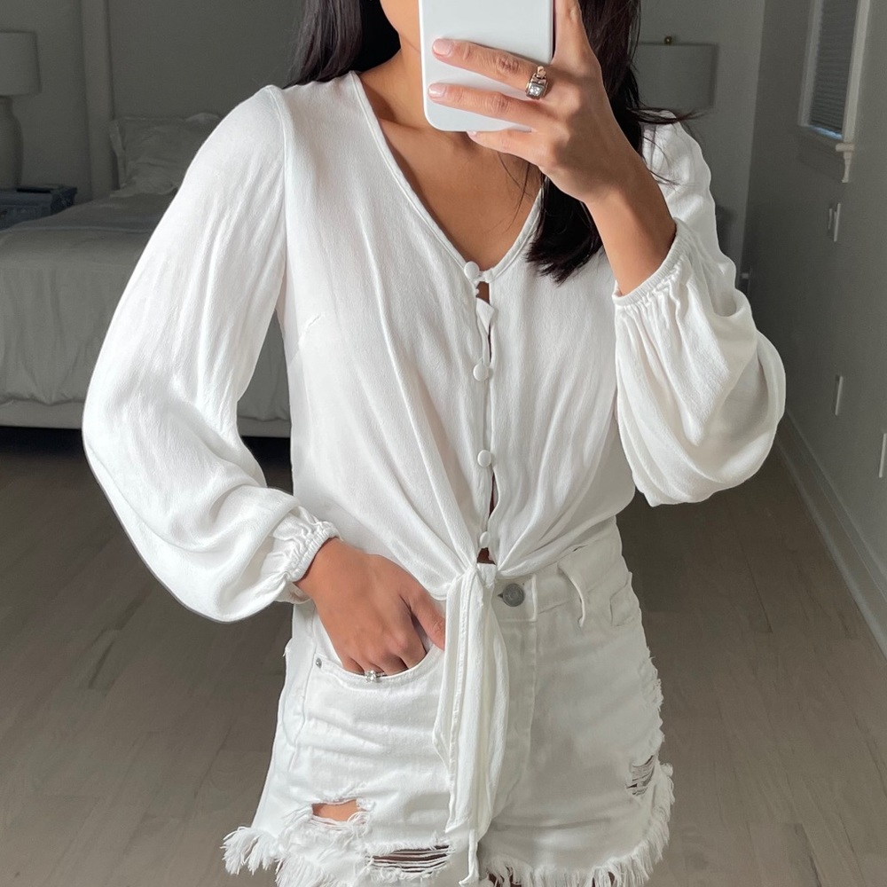 ASOS Tie Front White Crop Top